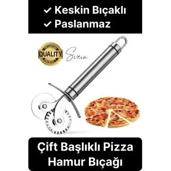 Paslanmaz Yüksek Kaliteli Uzun Ömürlü Çift Taraflı Hamur Pizza Börek Kesme Bıçağı Duvara Asılabilir