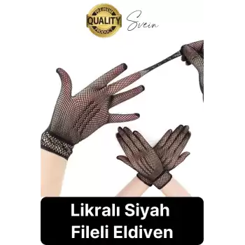 Özel Tasarım Siyah Renkli Likralı File Eldiven Parmaklı Örgü Yetişkin Transparan Yeni Sezon Kısa Boy