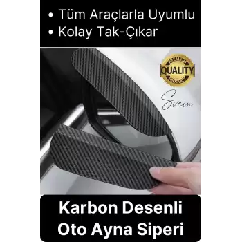 Dayanıklı Araba Ayna Yağmur Koruyucu Siper Karbon Desenli Oto Aksesuar Uyumlu Kolay Montaj 1 Çift