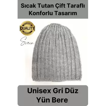 Dayanıklı Bere Unisex Örgü Kışlık Düz Renk Yumuşak Yün Soğuktan Koruyucu Şapka Katlamalı Dokuma
