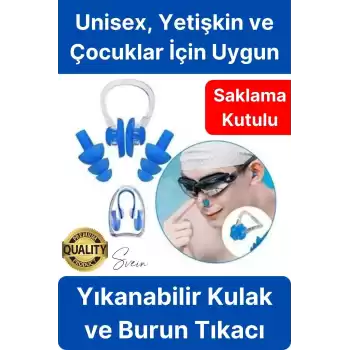 Kulak ve Burun Tıkama Seti Deniz Havuz İçin Su Kaçmasını Önleyici Tıkaç Yüzücü Tıkacı Silikon