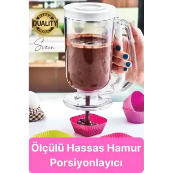 Pankek Hamur Porsiyonlayıcı Ölçülü Akıtma Dağıtıcı Krep Yapma Puding Muffin 900 ml Ölçekli Aparatı