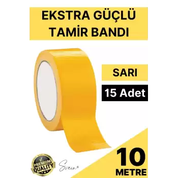 15 Adet 10 mt Sarı Tamir Takviye Kapatıcı Güçlü Onarım Bandı Su Geçirmez Sızdırmaz Dayanım Çatlak
