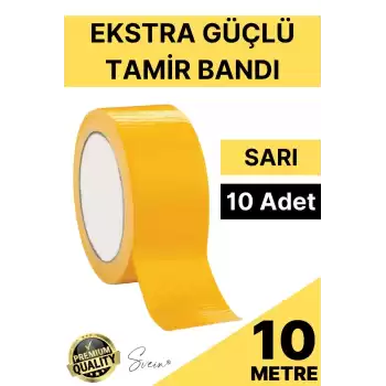 10 Adet 10 mt Sarı Tamir Takviye Kapatıcı Güçlü Onarım Bandı Su Geçirmez Sızdırmaz Dayanım Çatlak