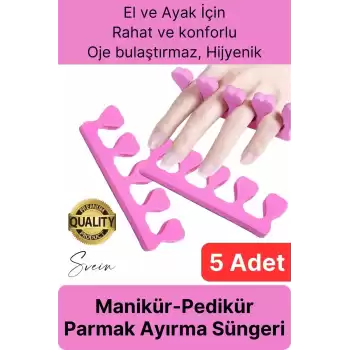 Esnek Rahat Konforlu Manikür Pedikür El Ayak Oje Parmak Ayırıcı Arası Sünger Aparatı Aleti 5 Adet