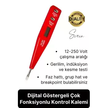 Premium Dijital Ekranlı Kontrol Kalemi Temaslı Temassız Voltaj Test Aleti Elektrik Akım Cihazı