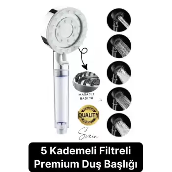 Premium 5 Fonksiyonlu Filtreli Değişebilen Masajlı Yüksek Basınçlı Arıtmalı Banyo Duş Telefonu