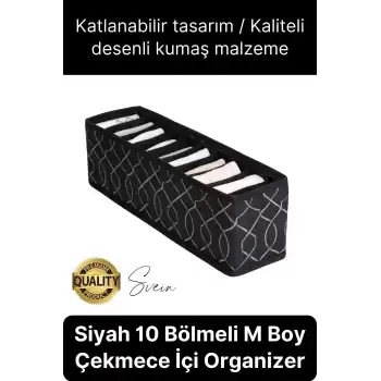 10 Gözlü Çekmece İçi Düzenleyici Organizer Medium Orta Boy Yastık Kılıfları Erkek İç Giyim Şal