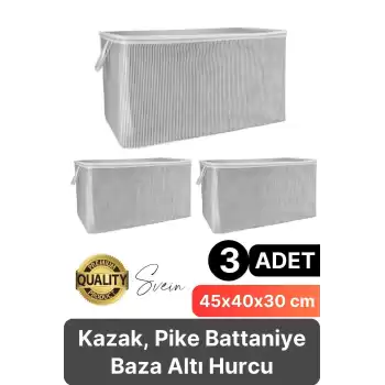 3 Adet Çok Amaçlı Kazak Pike Battaniye Kıyafet Hurcu Dolap Düzenleyici Yerden Tasarruf Baza Altı