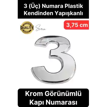 No 3 Kapı Numarası Kendinden Yapışkanlı Masa Dolap Plastik Ev Posta Kutusu Dış Mekan Daire 3,75 cm