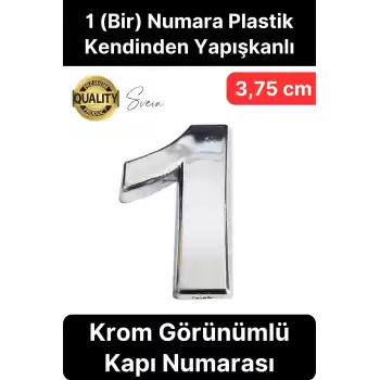 No 1 Kapı Numarası Kendinden Yapışkanlı Masa Dolap Plastik Ev Posta Kutusu Dış Mekan Daire 3,75 cm