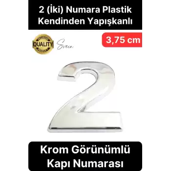 No 2 Kapı Numarası Kendinden Yapışkanlı Masa Dolap Plastik Ev Posta Kutusu Dış Mekan Daire 3,75 cm