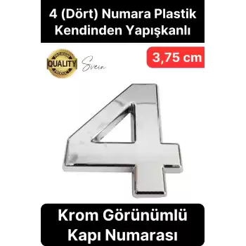 No 4 Kapı Numarası Kendinden Yapışkanlı Masa Dolap Plastik Ev Posta Kutusu Dış Mekan Daire 3,75 cm
