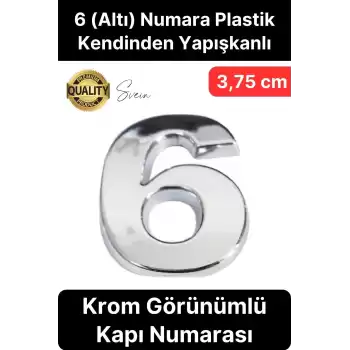 No 6 Kapı Numarası Kendinden Yapışkanlı Masa Dolap Plastik Ev Posta Kutusu Dış Mekan Daire 3,75 cm