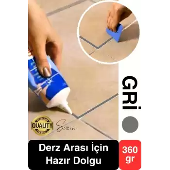 Premium Fayans Arası Gri Hazır Derz Dolgu Gaga Uç Tüp Mermer Mutfak Banyo Zemin Duvar Onarıcı
