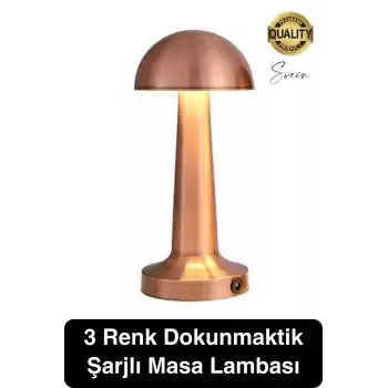 Premium Şarjlı Dokunmatik Masa Lambası 3 Renk Ayarlanabiir Parlaklık Abajur Ambians Dekoratif Klasik