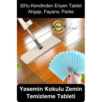 30 Adet Yasemin Kokulu Zemin Temizleme Tableti Levhaları Parke Cila Parlatma Uzun Süre Temizlik