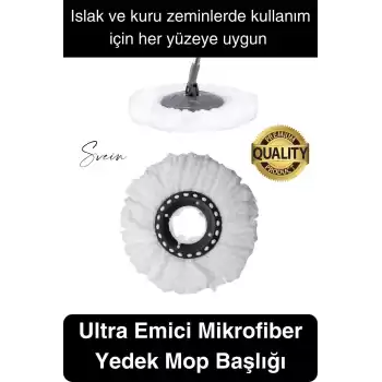 Ultra Emici Yedek Mop Başlığı Mikrofiber Paspas Püsküllü Temizlik Fayans Parke Laminant Silme Bezi