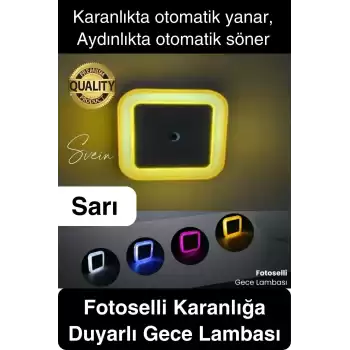 Fotoselli Gece Lambası Karanlıkta Otomatik Yanıp Sönen Aydınlığa Duyarlı Koridor Antre Loş Led Işık