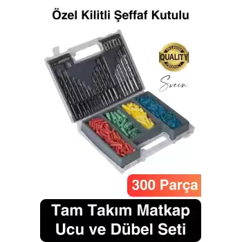 Premium 300 Parça Matkap Ucu ve Dübel Seti Sabitleme Tamir Montaj Delik Delme Ful Takım Çantası Kutu