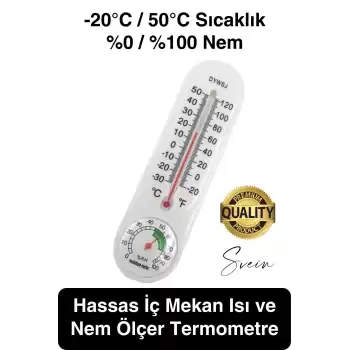 Premium Hassas İç Mekan Isı ve Nem Ölçer Termometre Sıcaklık Kontrol Ev Ofis Garaj Anlık Ölçüm Beyaz
