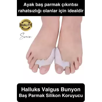Ayak Baş Parmak Kemik Çıkıntı Koruyucu Bunyon İki Parmağa Geçen Silikon Makaralı Halluks Valgus