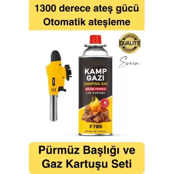 Kolay Kullanım 1300 Derece Pürmüz Seti Bütan Propan Çakmak Mangal Kamp Otomatik Ateşleme Sistemi