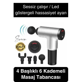 4 Başlıklı Titreşimli Yoğurmalı 6 Fonksiyonlu Masaj Aleti Tabancası Darbeli Sporcu Kas Rahatlatıcı