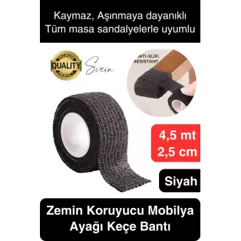 Özel Üretim 4,5 mt Zemin Koruyucu Ses Önleyici Keçe Bant Mobilya Eşya Ayağı Çizilmelere Karşı Koruma