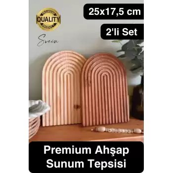 Dekoratif Ahşap Oymalı Kahverengi Bambu Gökkuşağı Sunum Tepsisi Tabağı Doğal Şık Dekor Sunumluk