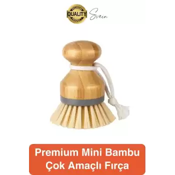 Mini Bambu Fırça Yuvarlak Sofra Temizleme Avuç İçi Mutfak Lavabosu Banyo Temizliği Tava Berber