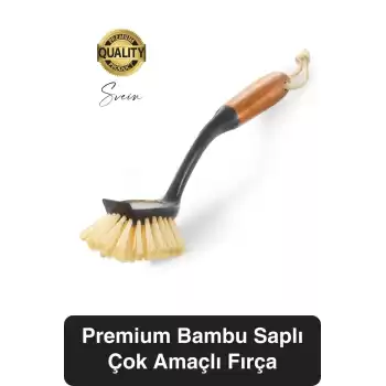 Premium Bambu Saplı Çok Amaçlı Fırça Sert Kıllı Bulaşık Kazıyıcı Tava Tencere Mutfak Lavabo Temizlik
