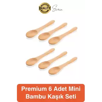 6lı Mini Bambu Mama ve Baharat Kaşığı Seti Ahşap Çevre Dostu Mutfakta Reçel Bal Dondurma Çorba