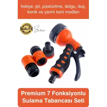 Yüksek Basınçlı 7 Fonksiyonlu Sulama Tabancası Seti Bağlantı Aparatı Araç Bahçe Sulama Yıkama