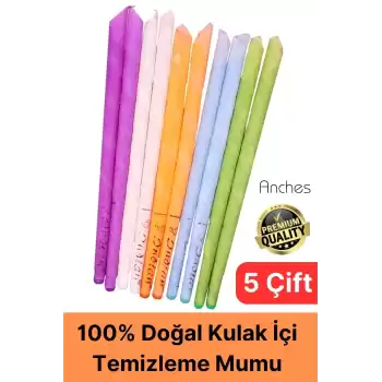 Pratik 100% Doğal Aromaterapi Bakım Buşon Dış Kulak İçi Kir Temizleme Mumu Konisi Çubuğu 5 Çift