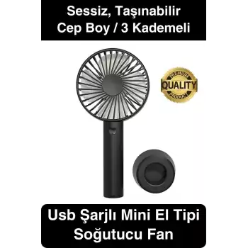 Taşınabilir El Tipi Usb Şarjlı 3 Kademeli Mini Pervane Serinletici Fan Soğutucu Sessiz Çalışabilen