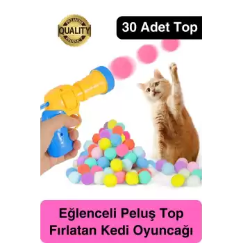 Eğlenceli Peluş Top Atan İnteraktif Kedi Oyuncağı Hareketli Aksesuar Etkileşimli Oyuncak Fırlatıcı