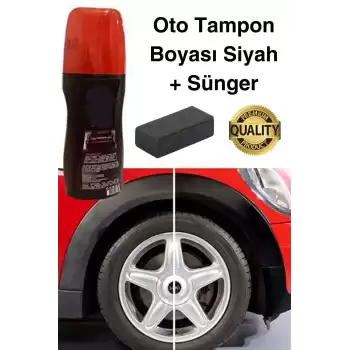 Premium Araç Dış Plastik Aksam Siyah Tampon Boyası Parlak Onarım Dodik Temizlik Sünger Hediye 75 ml