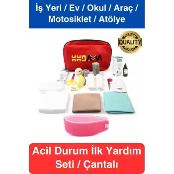 İş Yeri Okul Ev Araç Motosiklet İlk Yardım Seti Çantalı Acil Müdahale Kiti Ecza Dolabı Medikal