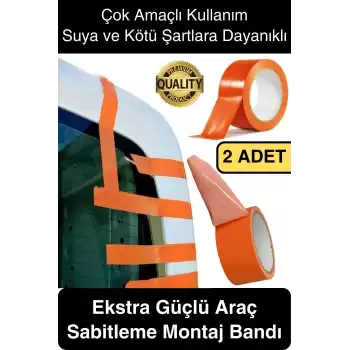 2 Adet İz Bırakmaz 50mmx 30mt Araba Montaj Bandı Oto Araç Sabitleme Bant Ekstra Güçlü Suya Dayanıklı
