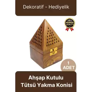 Özel Tasarım Dekoratif Hediyelik Piramit Şekli El Yapımı Ahşap Kutulu Tütsü Yakma Konisi