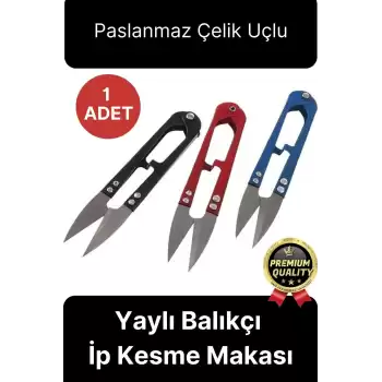 Profesyonel Paslanmaz Çelik Uçlu Yaylı Çok Amaçlı Kamp Doğa Balık Pratik Balıkçı İp Kesme Makası