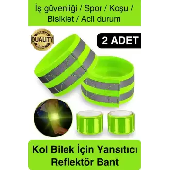Yeşil Reflektör El Ayak Kol Bant Yansıtıcı Bandı İş Güvenliği Görünürlük Koşu Yürüyüş Bisiklet