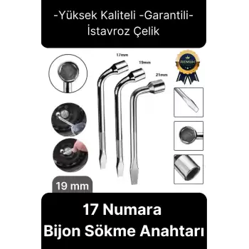 Yüksek Kalite Garantili İstavroz Çelik Nikelajlı 19mm Numara Tek Kol Pipo L Bijon Sökme Anahtarı