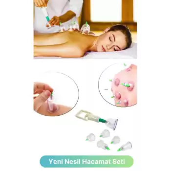 6lı Kupa + Çekme Bardak Vakumlu Hacamat ve Masaj Seti