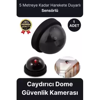 Deluxe 5 Metre Harekete Duyarlı Pilli Yanıp Sönen Kırmızı Işıklı Caydırıcı Dome Güvenlik Kamerası