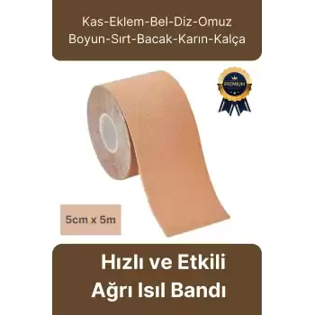 Hızlı Etkili Ten Rengi Bel Diz Omuz Boyun Sırt Bacak Kas Eklem Kinezyo IsıI Bandı 5cm x 5m