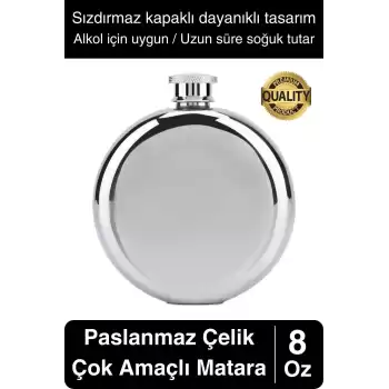 Limited Edition 8 Oz Paslanmaz Çelik Sızdırmaz Alkol Sıvı İçecek Kamp Cep Su Matarası Dayanıklı