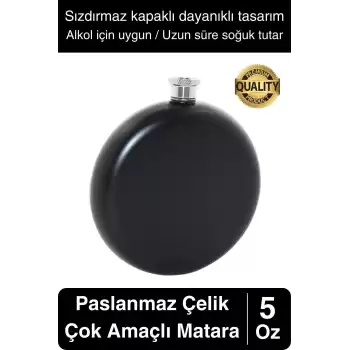Limited Edition 5 Oz Siyah Paslanmaz Çelik Sızdırmaz Alkol İçecek Kamp Cep Su Matarası Dayanıklı