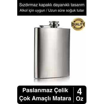 Limited Edition Sızdırmaz Paslanmaz Çelik 4 Oz Sıvı İçecek Kamp Cep Su Matarası Dayanıklı